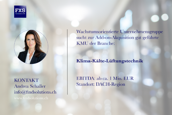 Unternehmensgruppe sucht Kälte-Klima-Lüftung KMU